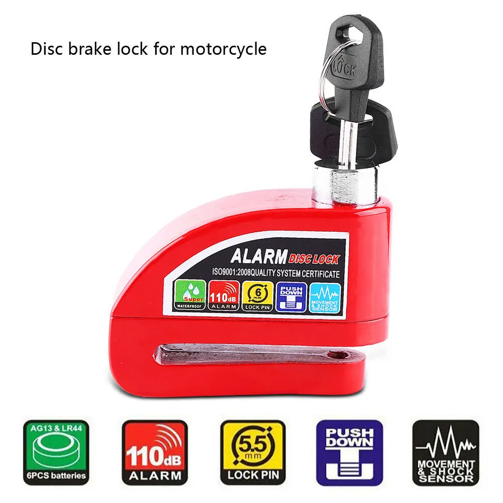 Motorcycle Scooter Wheel Disc Brake Alarm Lock Aluminum Alloy Security Anti-theft Reminder LockBag Spare Bracket Packages manufacture