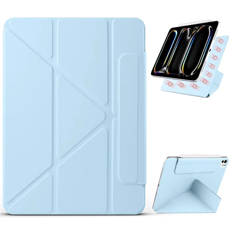 Laudtec PC + PU Cuir Origami Support Magnétique Étui pour Tablettes iPad Pro 13 (2025) / 13 (2024), Bleu bébé