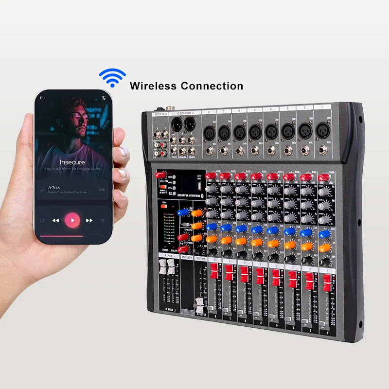 CT8 8 channel mixer sound system professional stereo dj karaoke controller powered audio console mixer