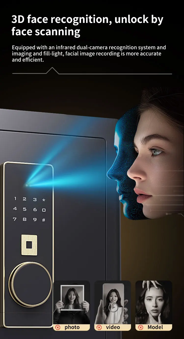 CEQSAFE Face Recognition TUYA APP Safe Box for Money Electronic Fingerprint Lock Safe Box Home Anti-Theft Safe Box details