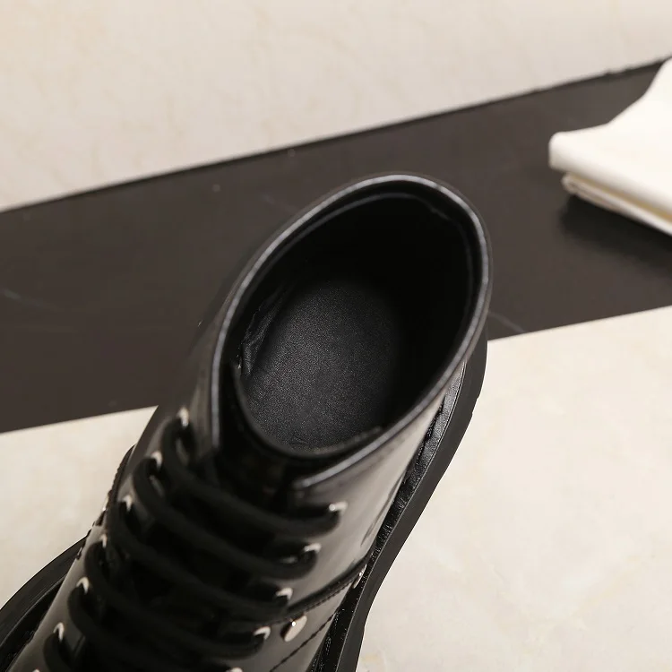 Women Oxford Shoes Black Oxford High Tops Platform Women Casual Shoes Lace Up Fashion Sneakers