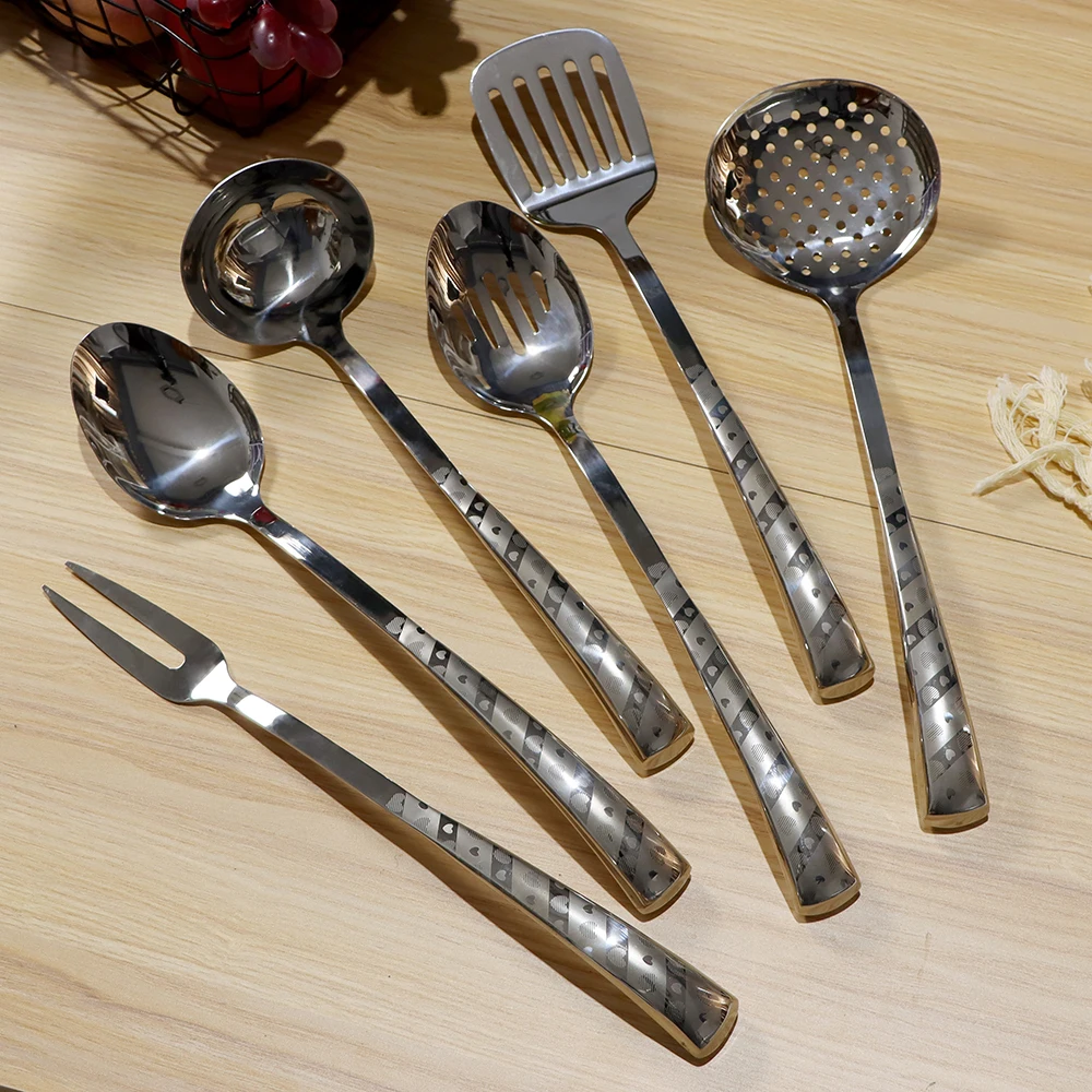 Luxury 7 Piece Stainless Steel Kitchen Utensil Set with Hollow Handle ...