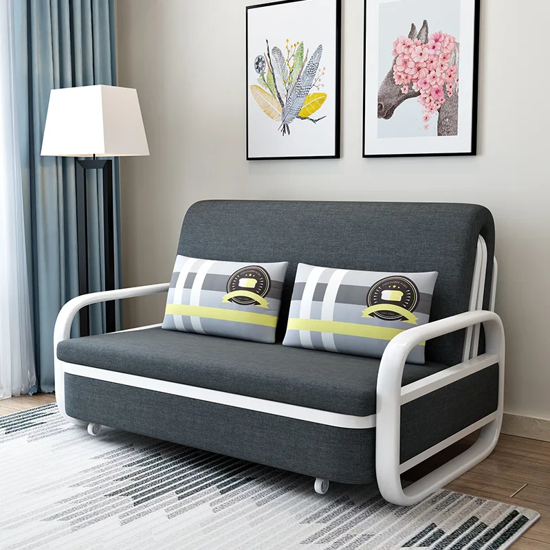 Modern Style Sectional Sofa Bed with Storage Living Room Furniture Suede Fabric l Shape Sofas Beds