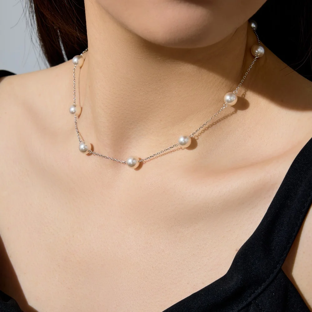 KAKODIY Sophisticated and Elegant Designed Beautifully Designed 925 Sterling Silver Chain Multi-Layered Shell Pearl Pendant Necklace for Women for Daily Wear and Dress Up detail 3