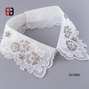 Ready to Ship Fashion Four Leaf Flower Shirt Fake Collar Lace Flower Decorative Collar Embroidery Lace Collar Corsage