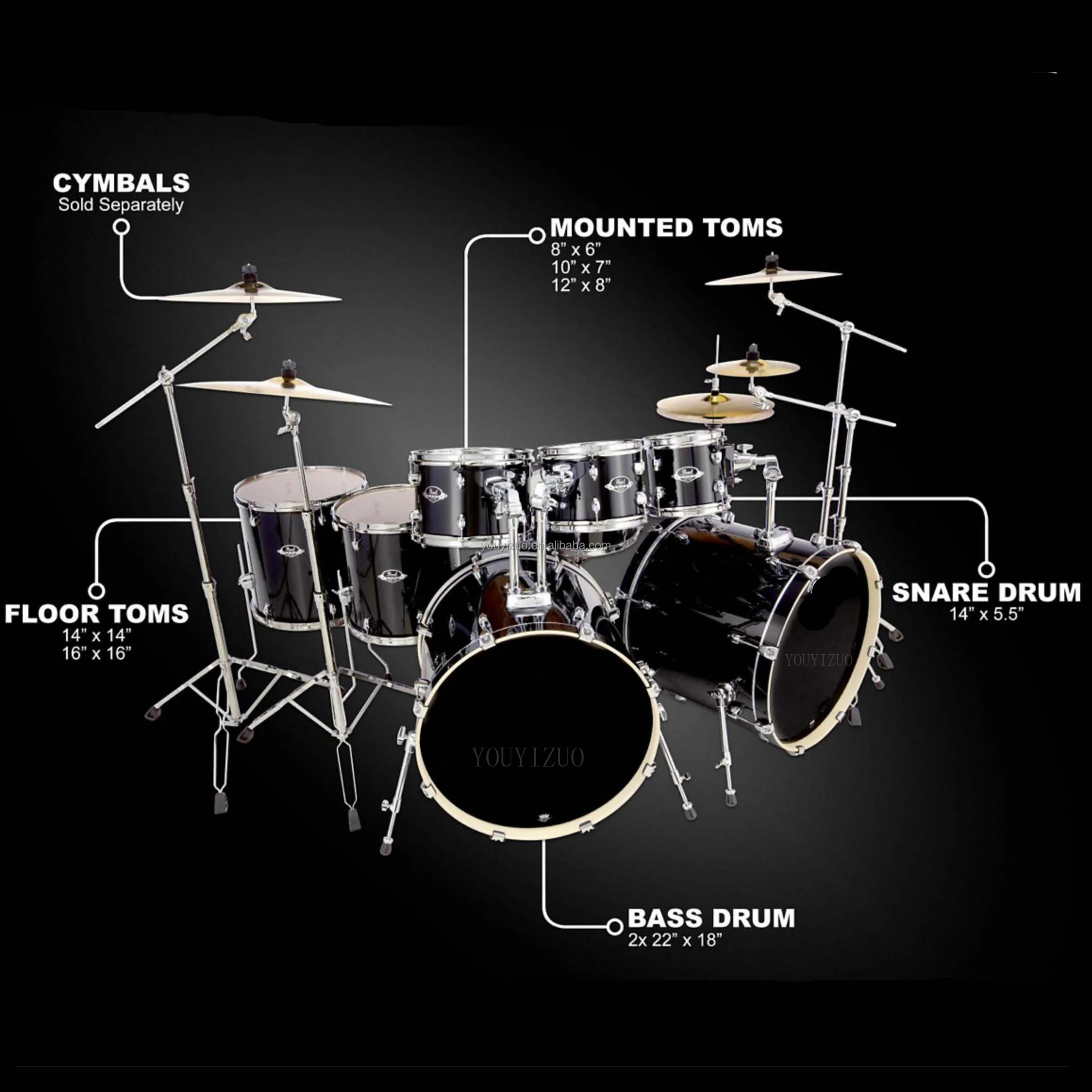 Yyz Standard Transparent Snare Drum Shell Low Price Practise Drum Sets 