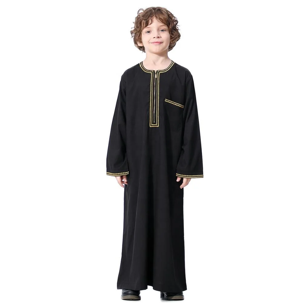 Arab Kids Boy Clothing Jubba Thobe Abaya Kaftan Robe Islamic Muslim Daffah Dress 