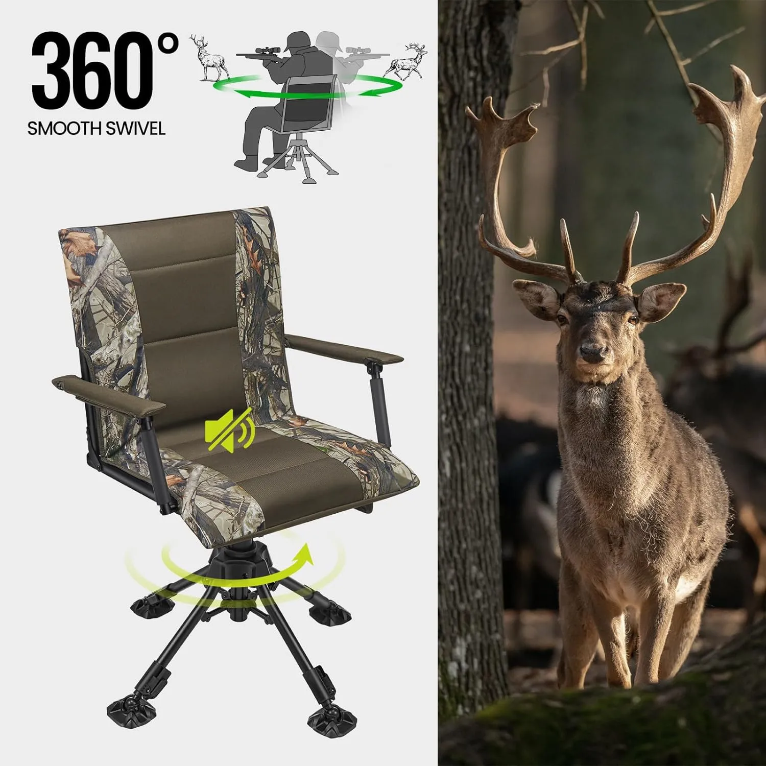 360 Degree Silent Swivel Blind Folding Chairs Heated Hunting Blind