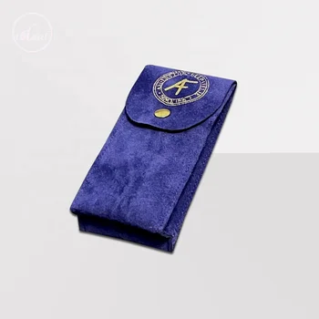 High and velvet blue jewelry pouch custom logo suede pouch for jewelry pouch belt watch strap packaging bag
