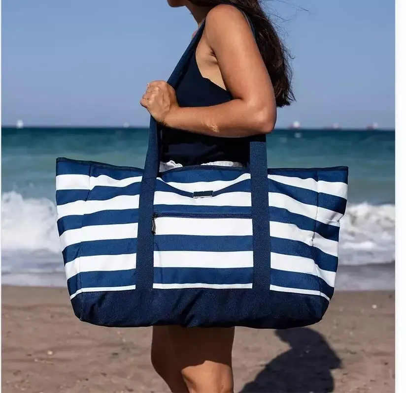 Large waterproof zip top beach bag