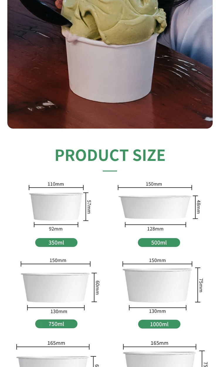 Customized Printed Disposable White Paper Bowl 8oz 12oz 16oz 24oz 32oz ...