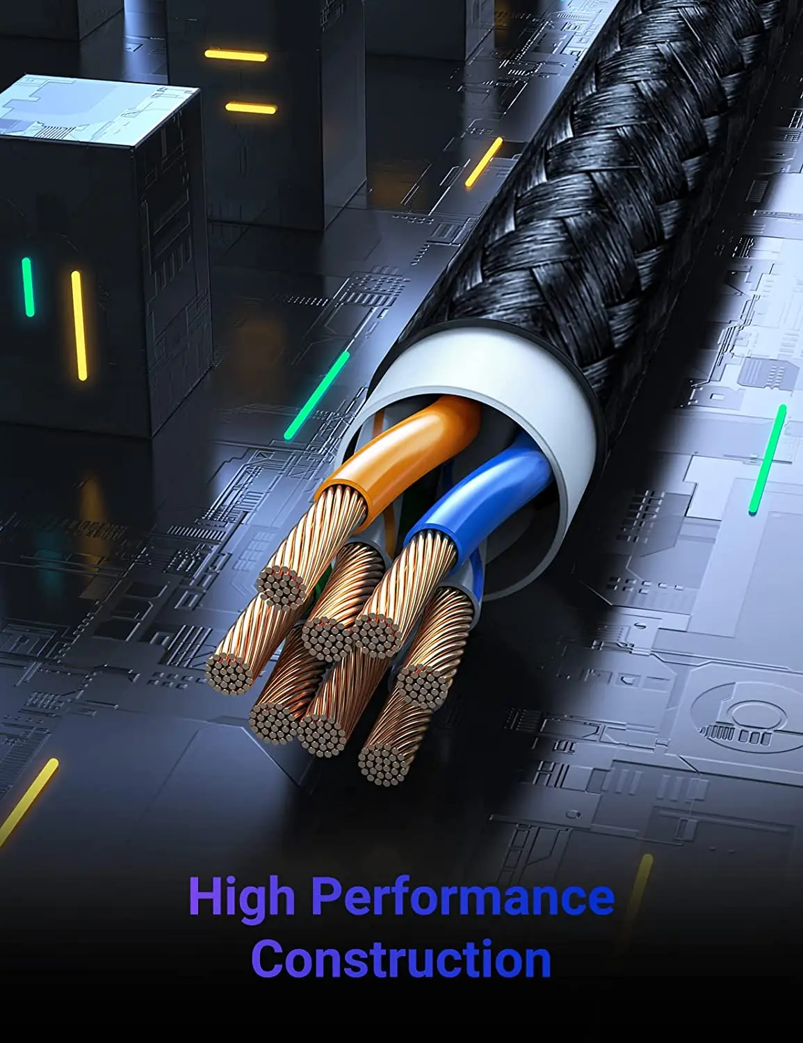 Ugreen Cat 6 Cable Braided Cat6 Gigabit High Speed 1000mbps