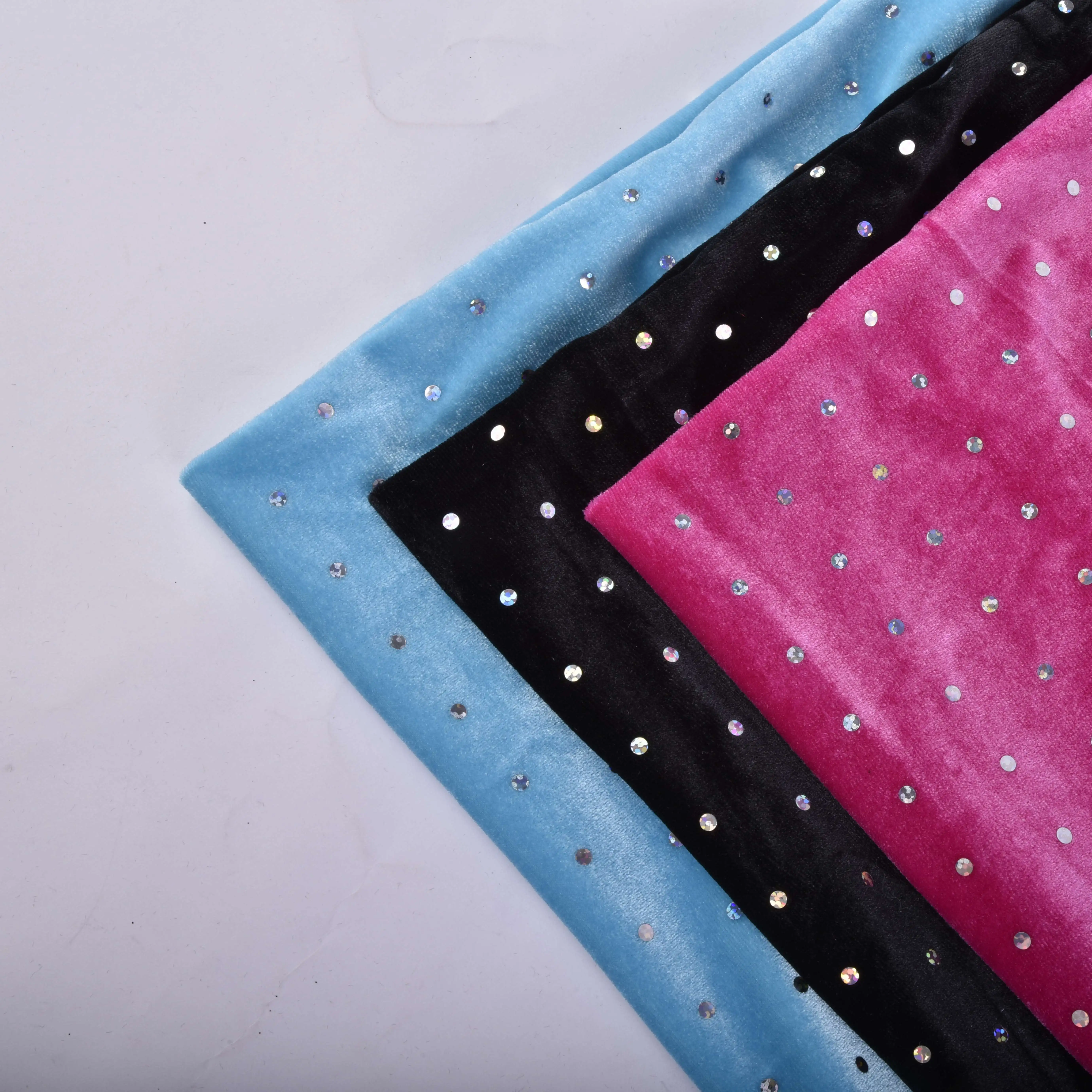 Good Price Wholesale Stretch Korean Velvet Solid Colors Sequin Velvet Sequin Fabric For