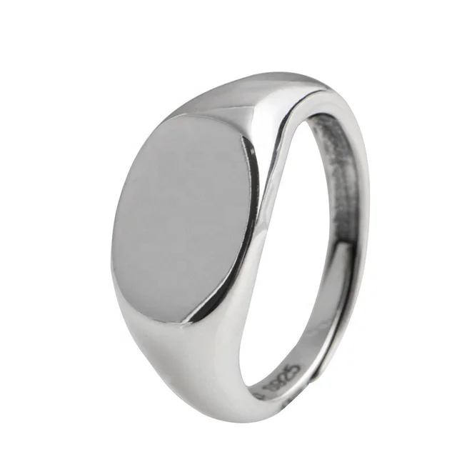 Unique Design 925 Sterling Silver Blank Signet Ring for men's customizable Engraved Signet Ring