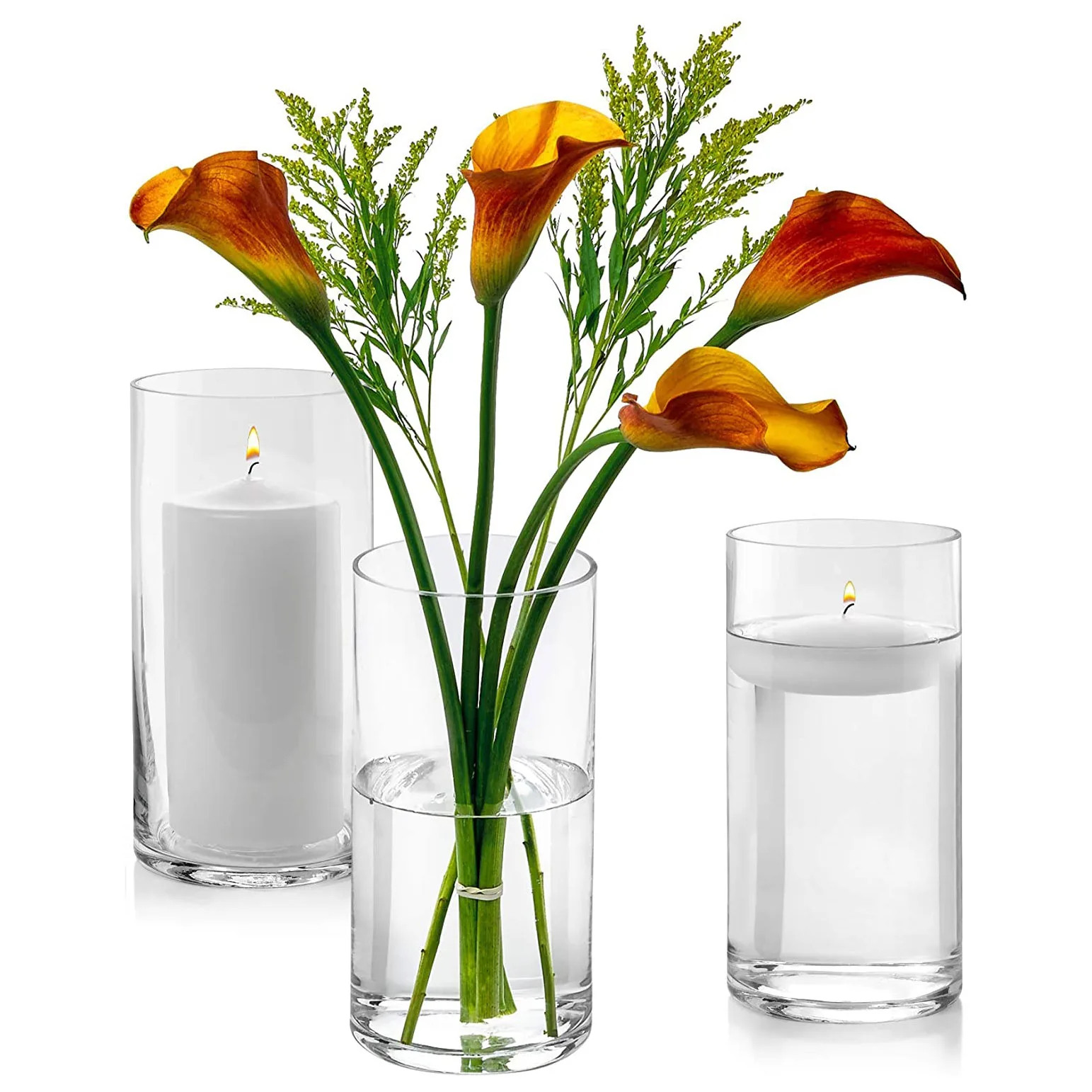 Glass Cylinder Vases Tall,Pillar Candle Jars,Floating Candles Holders