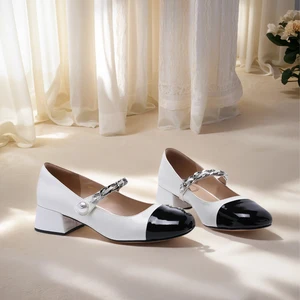 High Quality Women's Patent Leather Dress Shoes Classic 8cm Low Heels Loafers Slip-On Plus Size Breathable Height Increasing