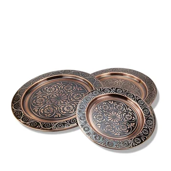 30cm,35cm, 40cm Stainless Steel Metal Plate Bronze Round Dish  Plate/cooper/bronze Metal Serving Tray charger plate