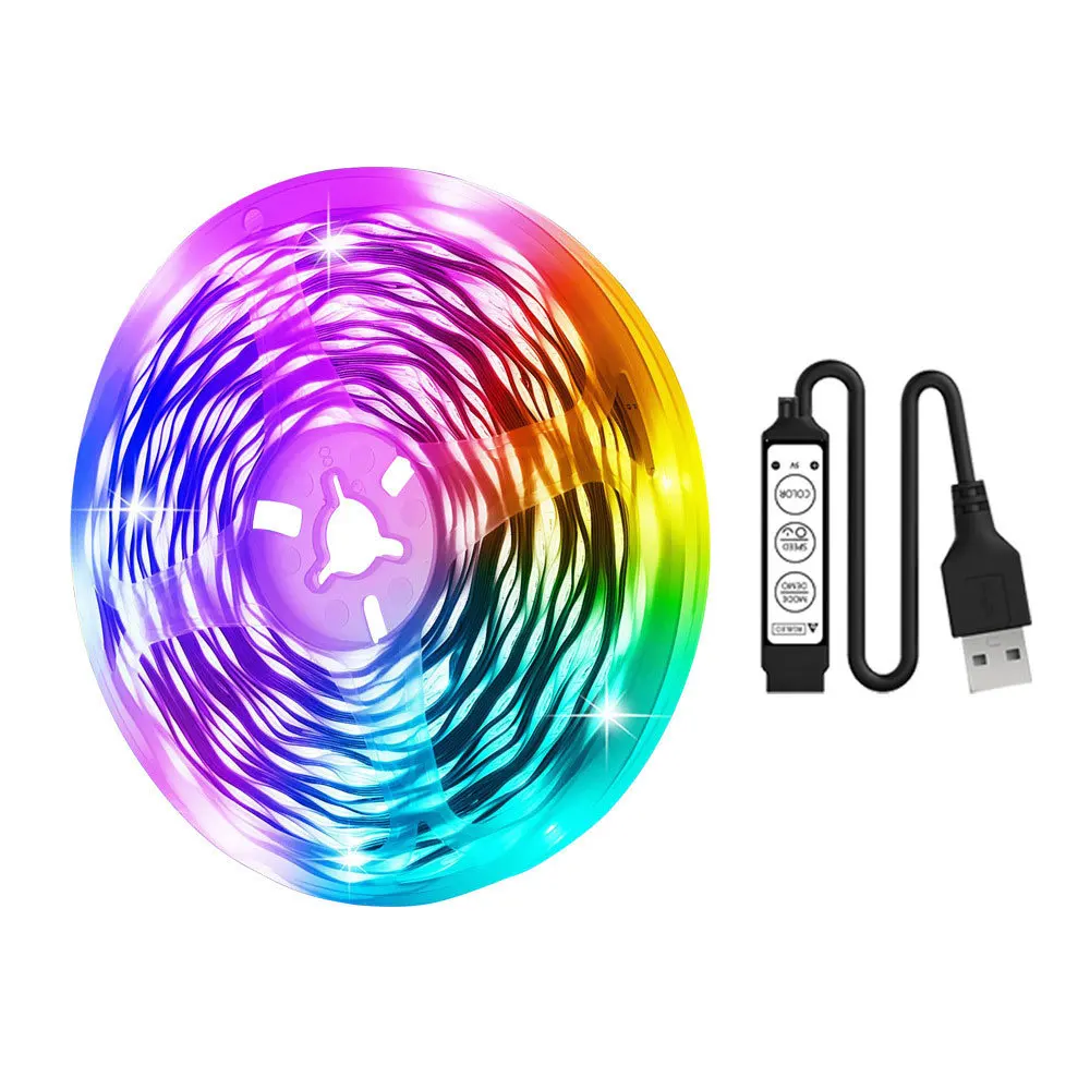 Cross-Border 5M RGB LED Landscape Light 5V USB & for Bluetooth Remote Control 5050RGB & 3535RGB Black PCB Suit with Plastic Body