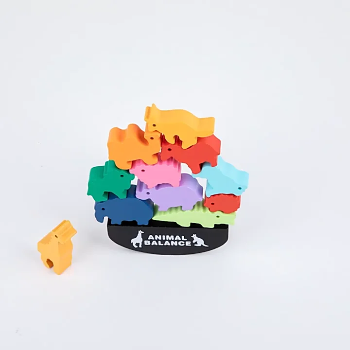 Kids Wooden Block Toy Block Training Game Kit Baby Learning Animals