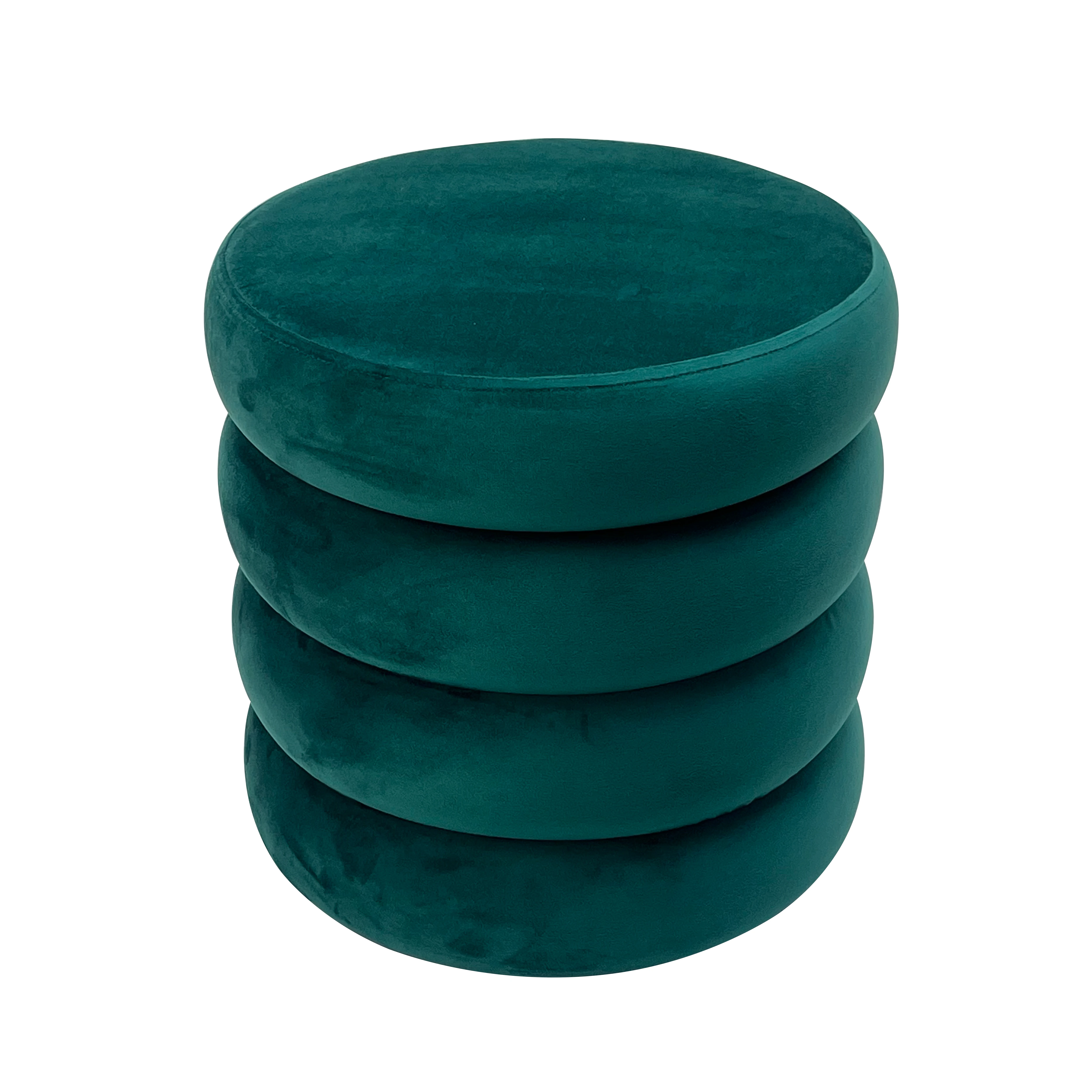 Nordic Modern Velvet Fabric Small Round Ottoman Foot Stool for Bedroom and Living Room Low Storage Ottoman