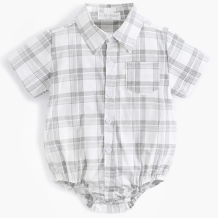 Wholesale Boutiques Summer Newborn Baby Boys' Rompers Plaid Kids