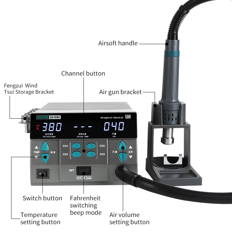 Source 220V 110V Factory Outlet SUGON 8610DX Hot Air Blower Heat Gun With 5  Nozzles Mobile Phone Repair Tools on m.alibaba.com