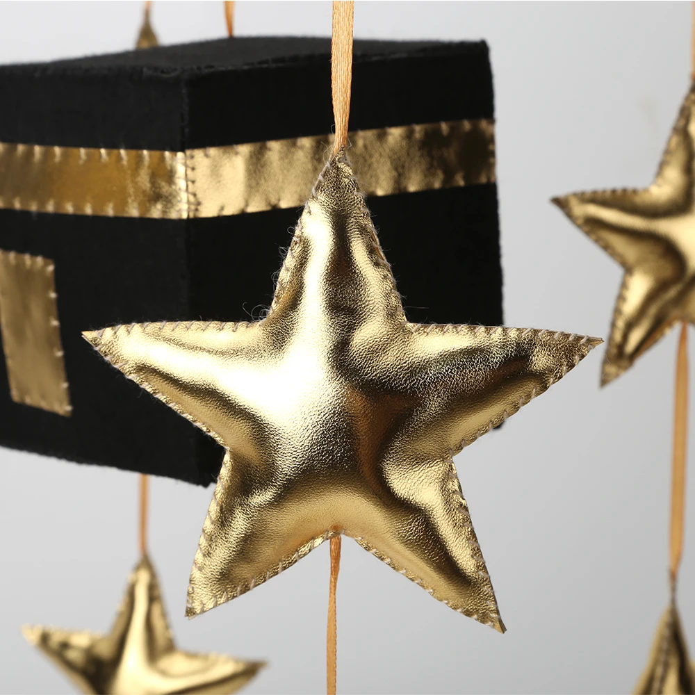 Islamic Quran Nasheeds Baby Cot Mobile Felt Gold Moon Kaaba Star Muslim
