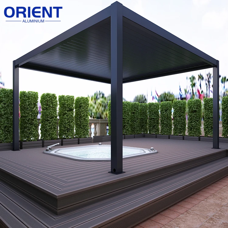 Patio Motorized Louvered Bioclimatic Pergola Gazebo Outdoor Aluminum Pergola with Louvered Roof