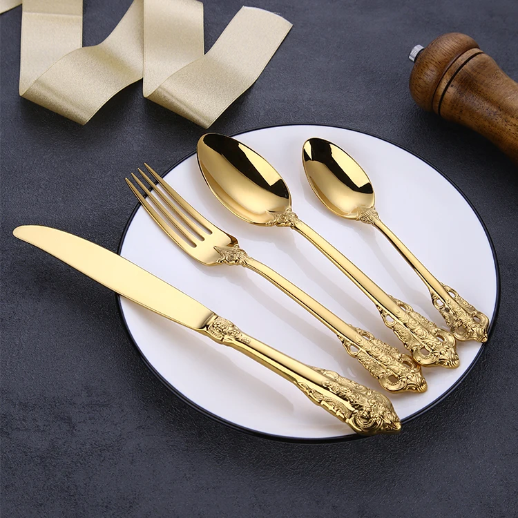 Luxury Royal Stainless Steel Cutlery Set Gold Plated Flatware Buy
