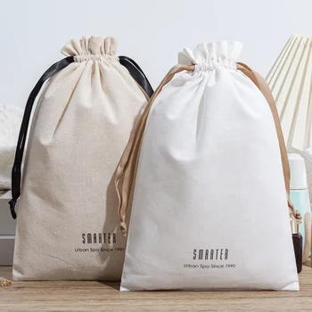 Large Reusable Organic Cotton Muslin Bag Drawstring Dust Gift Pouch for Perfume Custom Logo Printed Natural Cotton