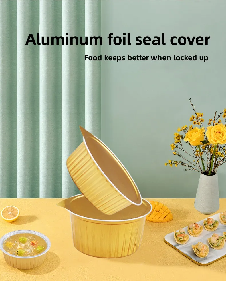 Aluminum Foil Container Customizable Circular Gold Snack Box Versatile