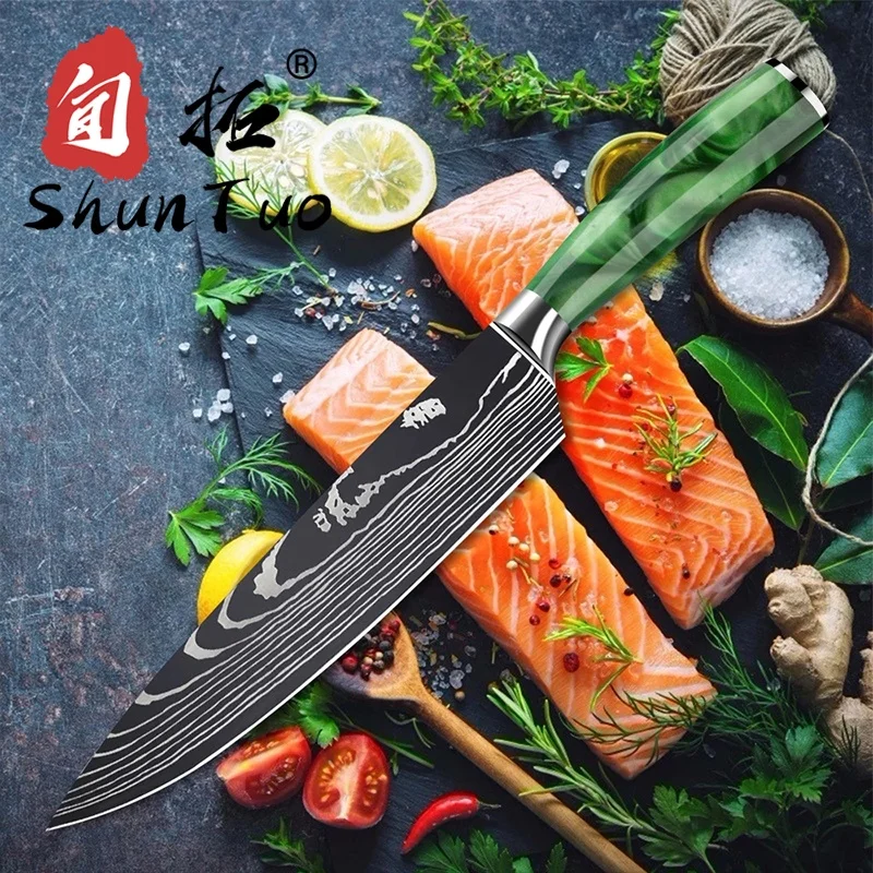 3cr13 Stainless Steel Kitchen Chef Knife Laser Pattern Sharp