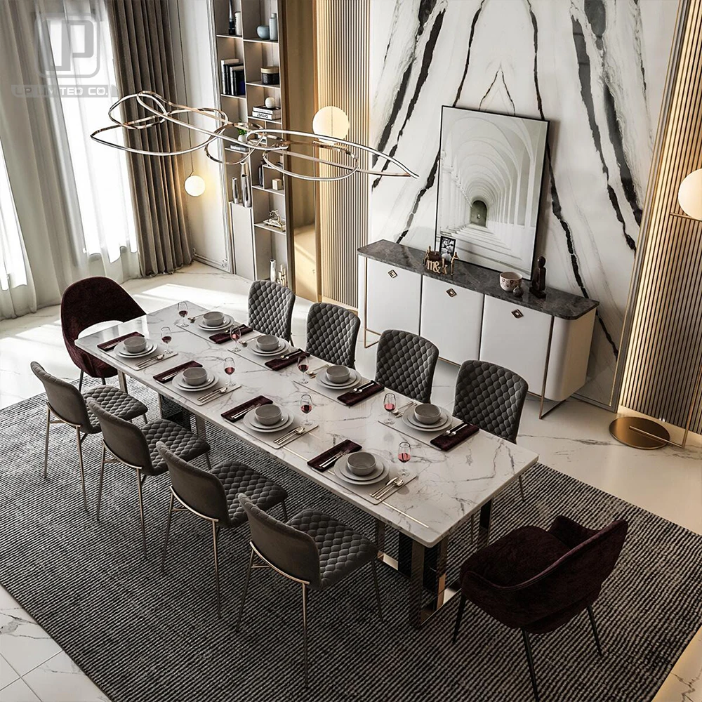 Luxury Marble Dining Set with 10 Chairs - Wholesale Price
