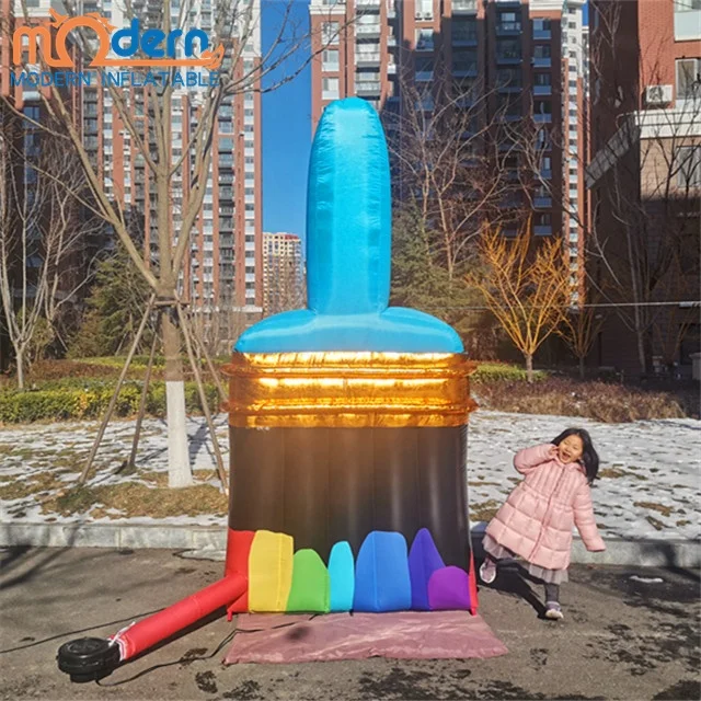 Giant Inflatable Paint Brush with Built-In Fan 210D Oxford Cloth for Roof Top Advertising Balloon Style Building Decoration