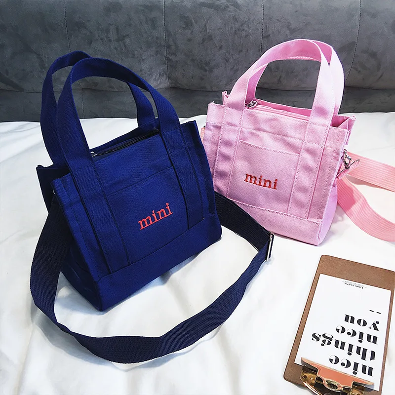 Canvas shopper with embroidered logo in Pink