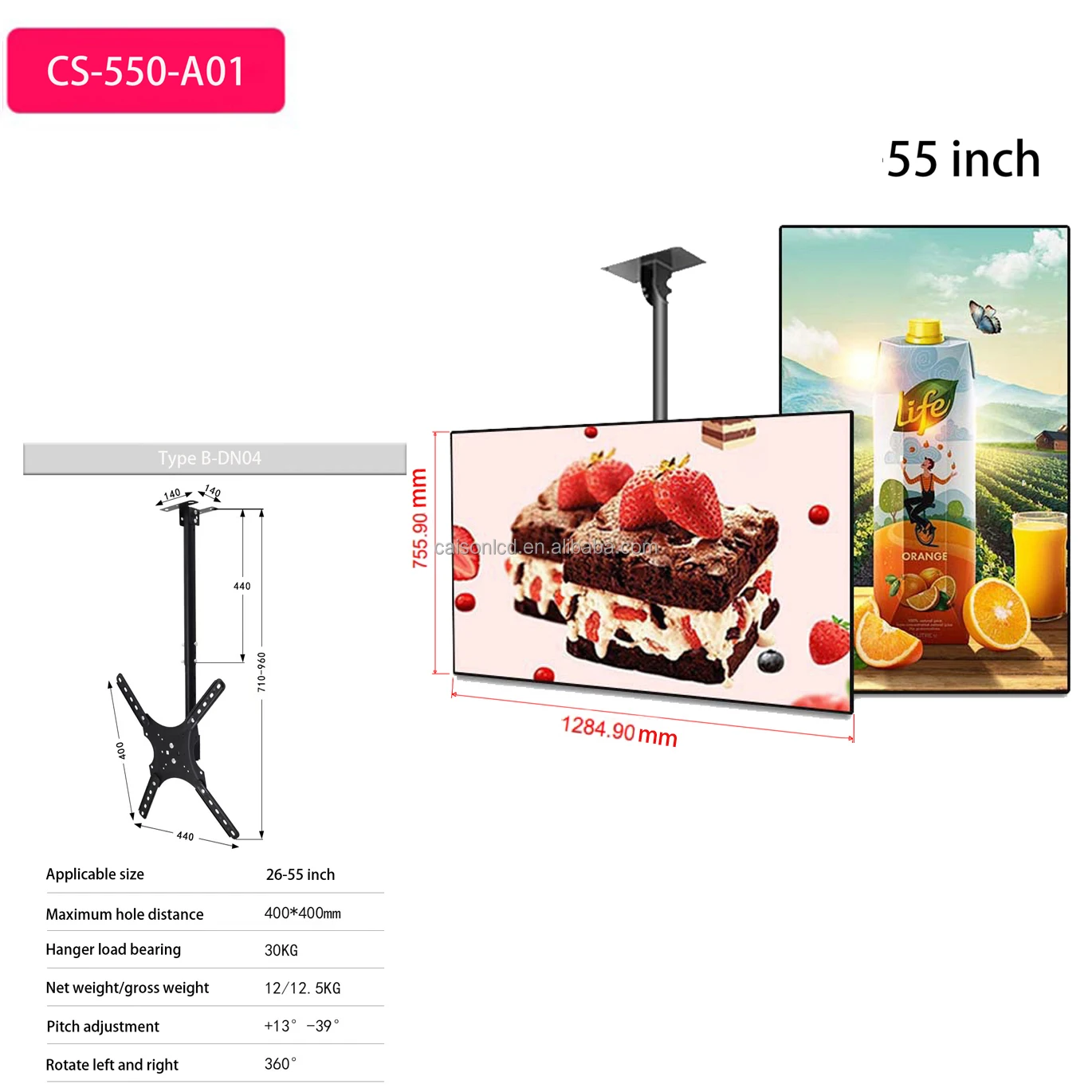 32 inch hanging advertising machine support 4K resolution and Android with 1000-3000 high brightness digital signage and display details