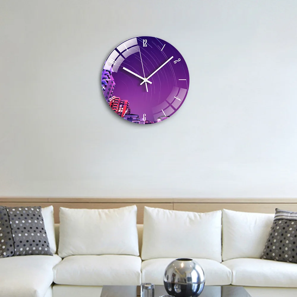 Stylish Simple UV Printing Wall Clock for Home Decor Art Craft Stained Glass Wall Clocks