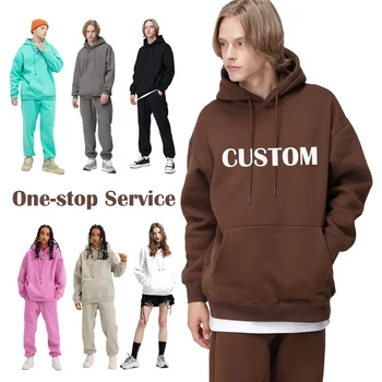 Custom Unisex Embroidered Logo Hoodie Men's 100% Cotton Oversized Sweatshirt