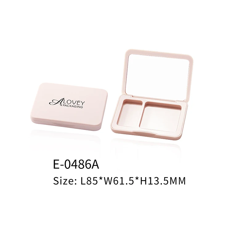 Rectangle pink 2 Color Eyeshadow Palette Empty Compact Powder Blush Packaging Cosmetic Packaging