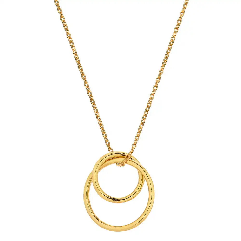 Trendy Gold Double Ring Pendant Necklace by Inspire Jewelry