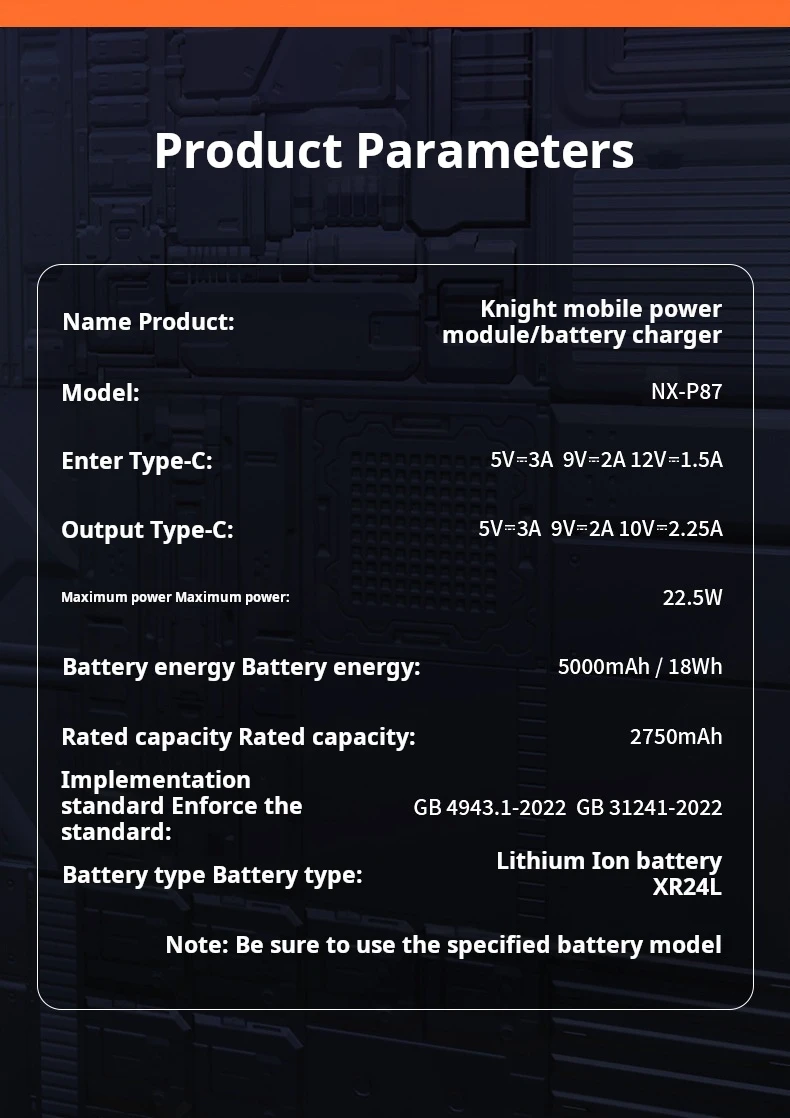 High Quality Replaceable Battery Detachable Mobile Power Fast Charging Cable Mecha Power Bank