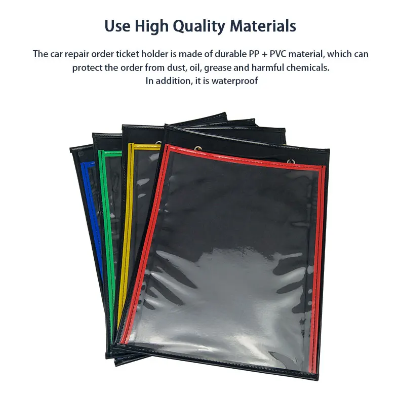 Plastic Work Order Holder Pocket Repair Order Jacket Reclosable Job