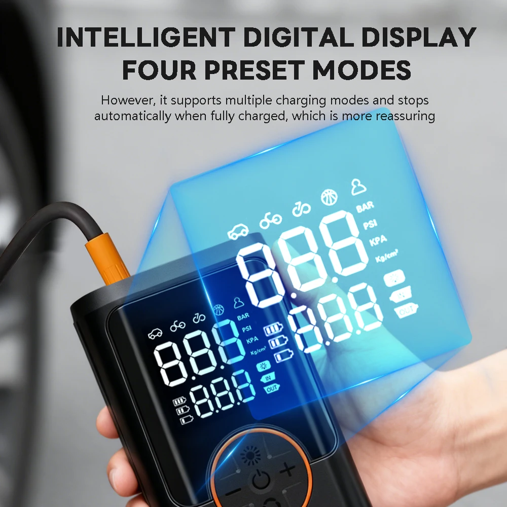 150psi Digital Portable Car Tyre Pump Air Compressor Wireless Car Tire Inflator Mini Electric Air Pump for Car Bike Motorcycle - view 5