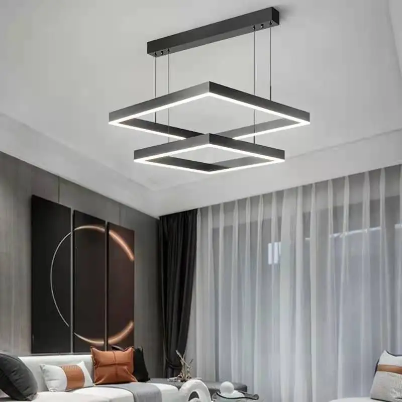 Nordic Contemporary Pendant Lighting Modern Rectangle LED Chandelier Big Pendant Light