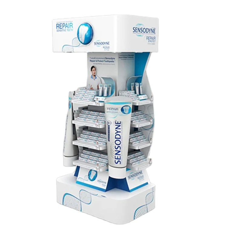 Custom Floor Beautiful Toothpaste Display Rack for Supermarket Retail Display Stand