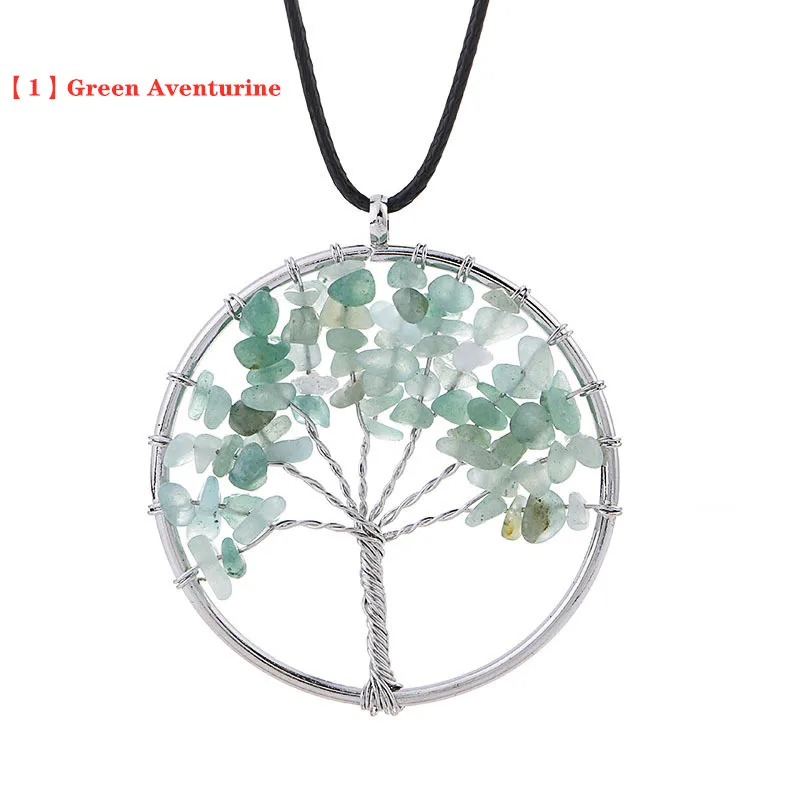 7 Chakra Healing Tree of Life Natural Crystal Necklace Pendant