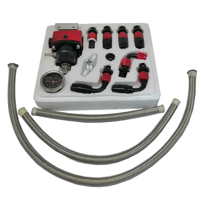 1 Fuel Pressure Regulator Oil Gauge Kit black Fuel Pressure Regulator,Universal Aluminum Car 160psi Adjustable 1 