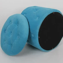 RTS Living Room Furniture Colorful Round Shaped Pouf Velvet Modern Storage Ottoman Footrest Fabric Stool