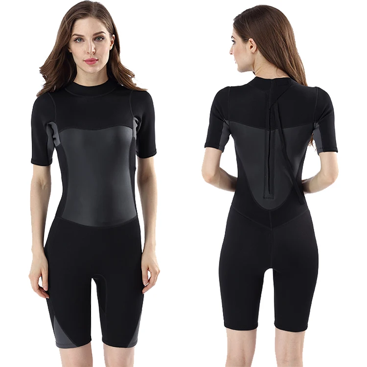 ネオプレン2.0mm女性用半袖ウェットスーツ女性用ビーチダイビング