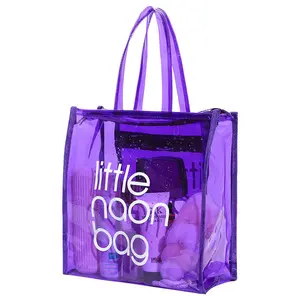 Candy-Colored PVC Separate Waterproof Storage Hand Bag  Cheapest High Quality Transparent Little Neon Pvc Tote Bag Cosmetic Bag